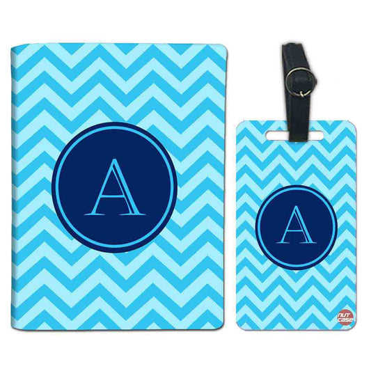 Personalized Passport Cover Travel Luggage Tag - Blue Wave Lines Nutcase