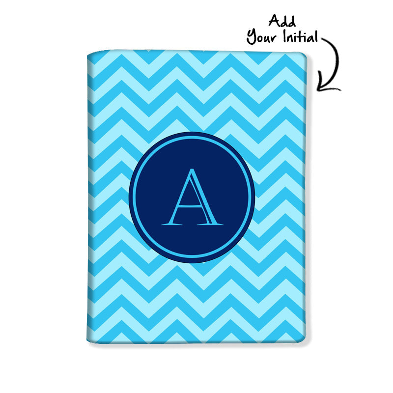 Personalized Passport Cover Travel Luggage Tag - Blue Wave Lines Nutcase