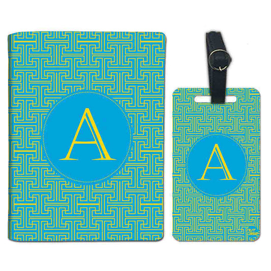 Customized Passport Cover Luggage Tag Set - Yellow Pattern Nutcase