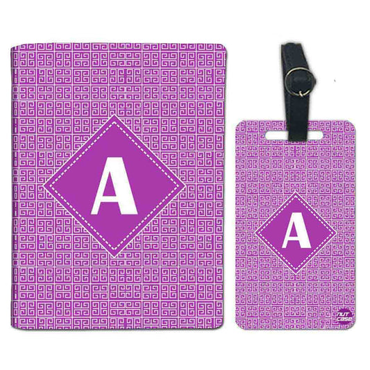 Personalized Passport Cover With Name Suitcase Tag- Purple Pattern Nutcase
