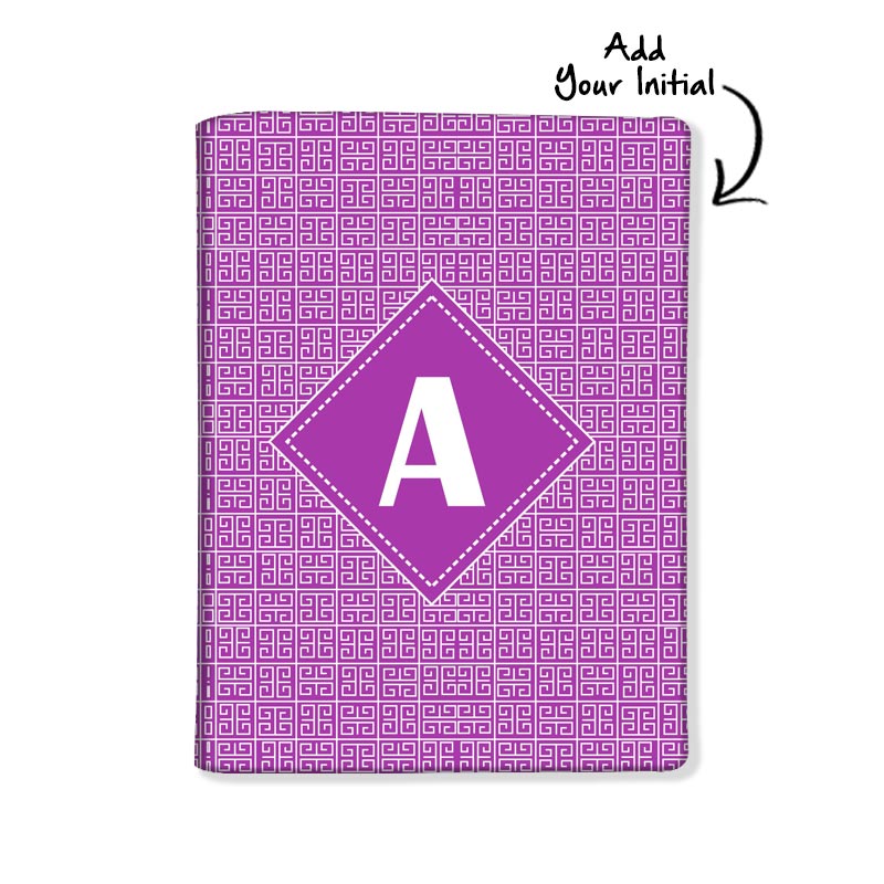 Personalized Passport Cover With Name Suitcase Tag- Purple Pattern Nutcase