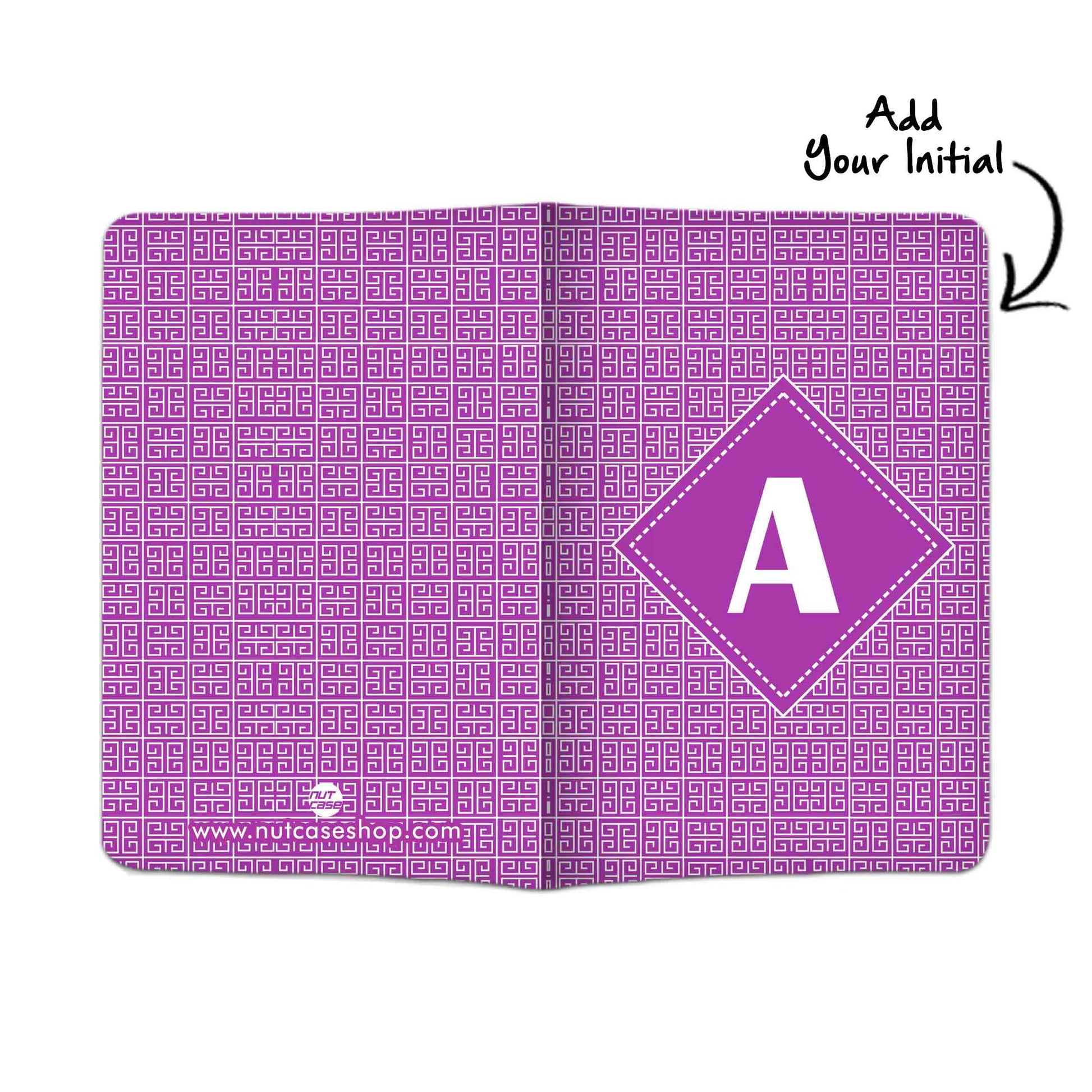 Personalized Passport Cover With Name Suitcase Tag- Purple Pattern Nutcase