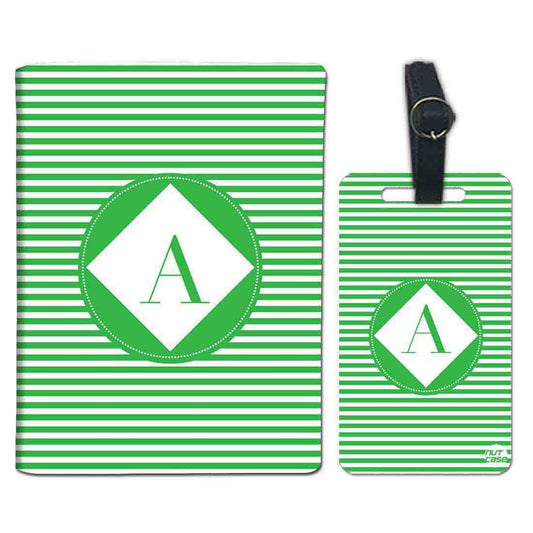 Personalized Passport Cover Travel Luggage Tag - Green Strips Nutcase