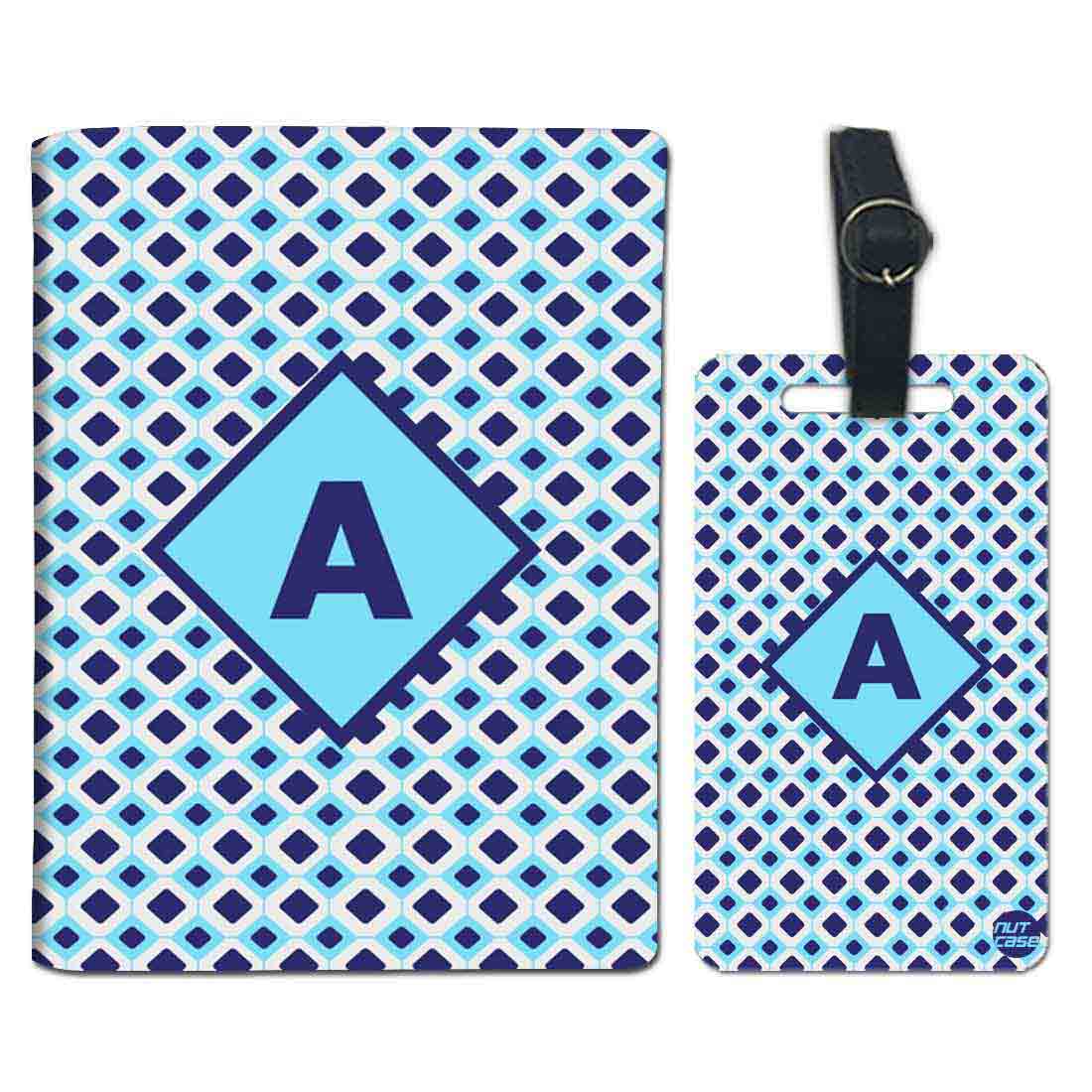 Customized Passport Cover Travel Luggage Tag - Blue Diamonds Nutcase