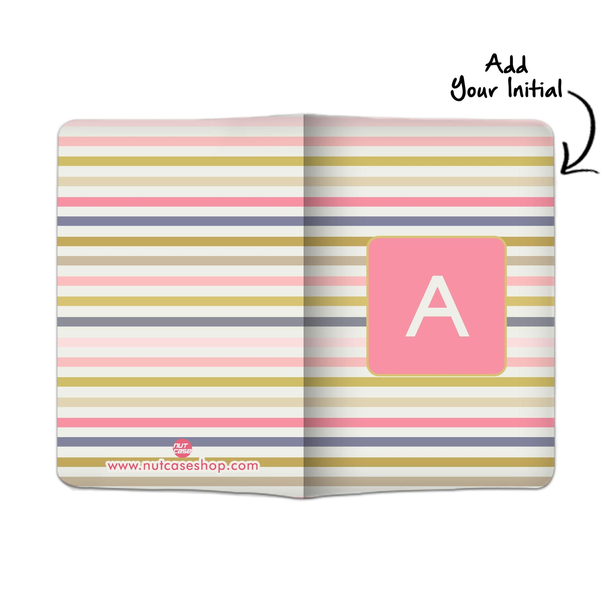 Personalised Passport Cover and Baggage Tag Combo - Pink Strips Nutcase