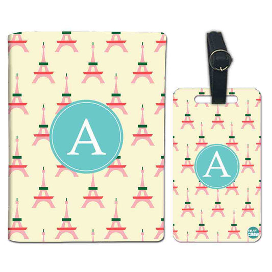 Customized Passport Cover Travel Luggage Tag - Small Pink Eiffel Towers Nutcase