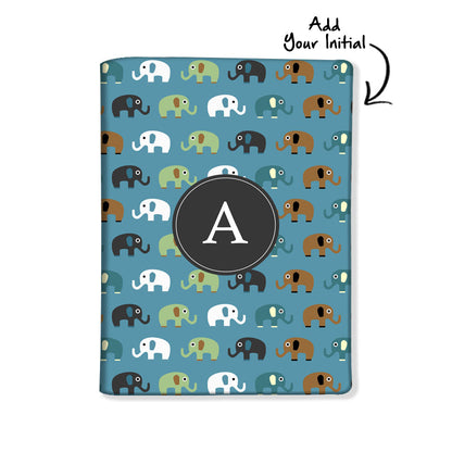 Personalised Passport Cover and Baggage Tag Combo - Blue Elephants Nutcase