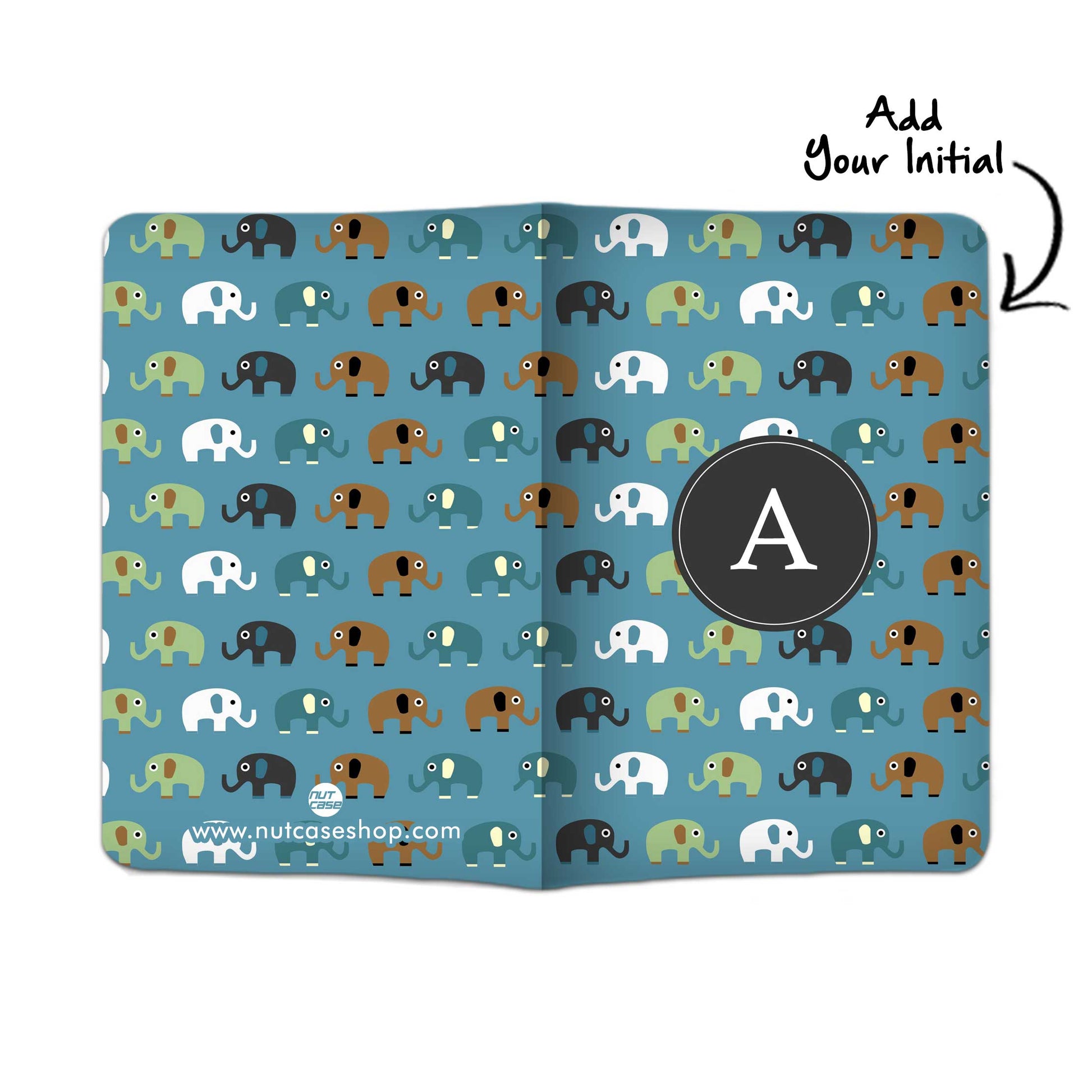 Personalised Passport Cover and Baggage Tag Combo - Blue Elephants Nutcase