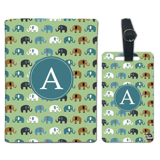 Personalized Passport Cover Travel Luggage Tag - Green Elephants Nutcase