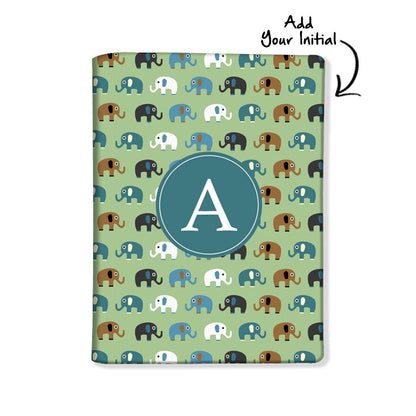 Personalized Passport Cover Travel Luggage Tag - Green Elephants Nutcase