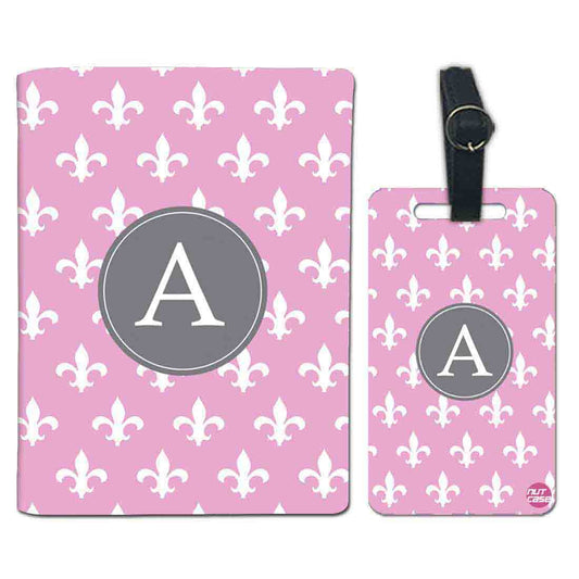 Customized Passport Cover and Luggage Tag Set - Vintage Pink Floral Art Nutcase