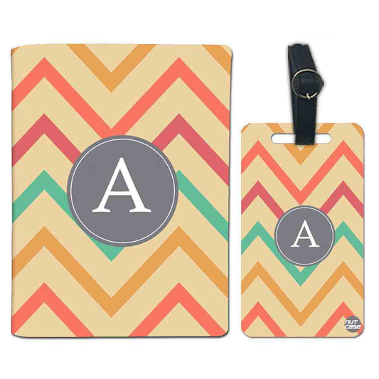 Personalised Passport Cover and Baggage Tag Combo - Colorful Wave Pattern Nutcase