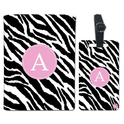 Personalized Passport Cover Luggage Tag Set - Zebra Print Nutcase