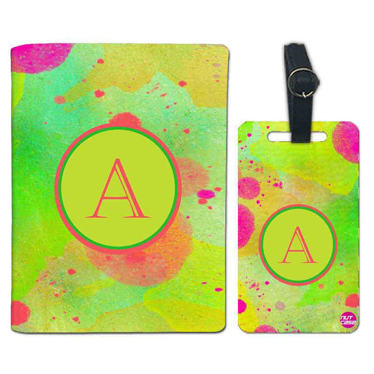 Customized Passport Cover Travel Luggage Tag - Green Watercolor Nutcase