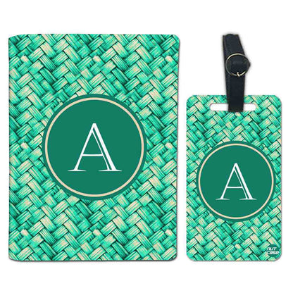 Personalised Passport Cover and Baggage Tag Combo - Green Pattern Nutcase