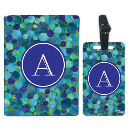 Customized Passport Cover Travel Luggage Tag - Marble Blue Dots Nutcase