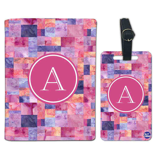 Personalized Passport Cover Travel Luggage Tag - Pink Marble Box Nutcase