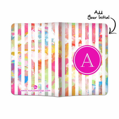 Customized Passport Cover and Luggage Tag Set - Colorful Pink Lines Nutcase