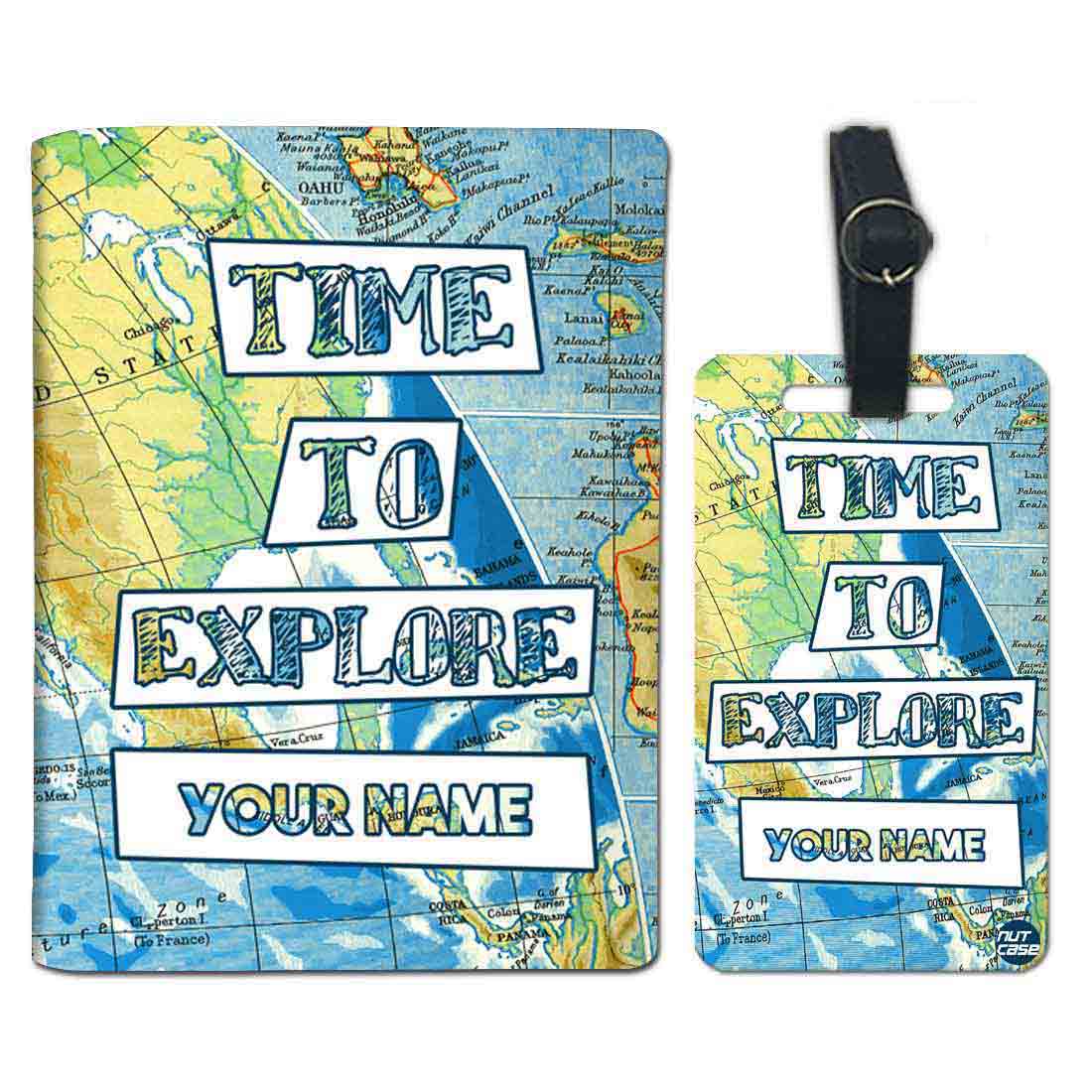 Classy Personalized Passport Cover -  TIME TO EXPLORE
