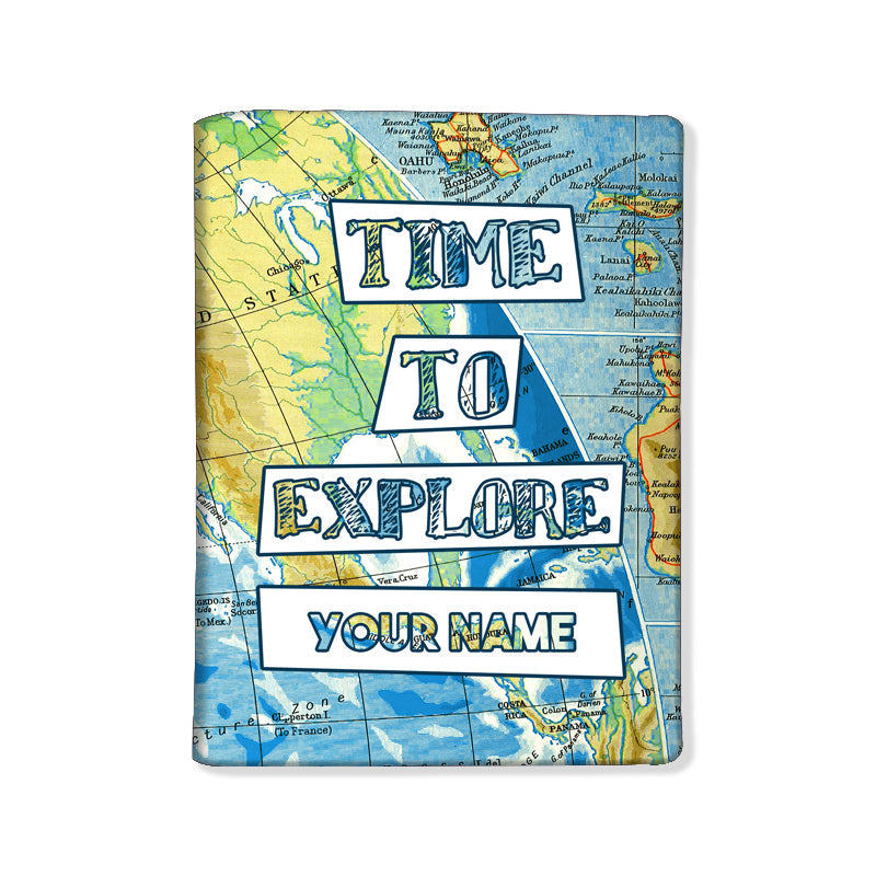 Customized Passport Cover Luggage Tag Set - Time to Explorer Map Nutcase