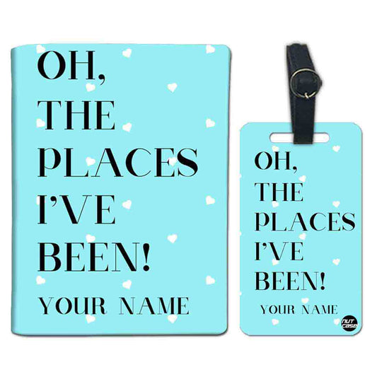 Personalized Passport Cover Travel Luggage Tag - Oh The Places Blue Nutcase