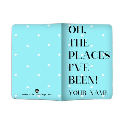 Personalized Passport Cover Travel Luggage Tag - Oh The Places Blue Nutcase