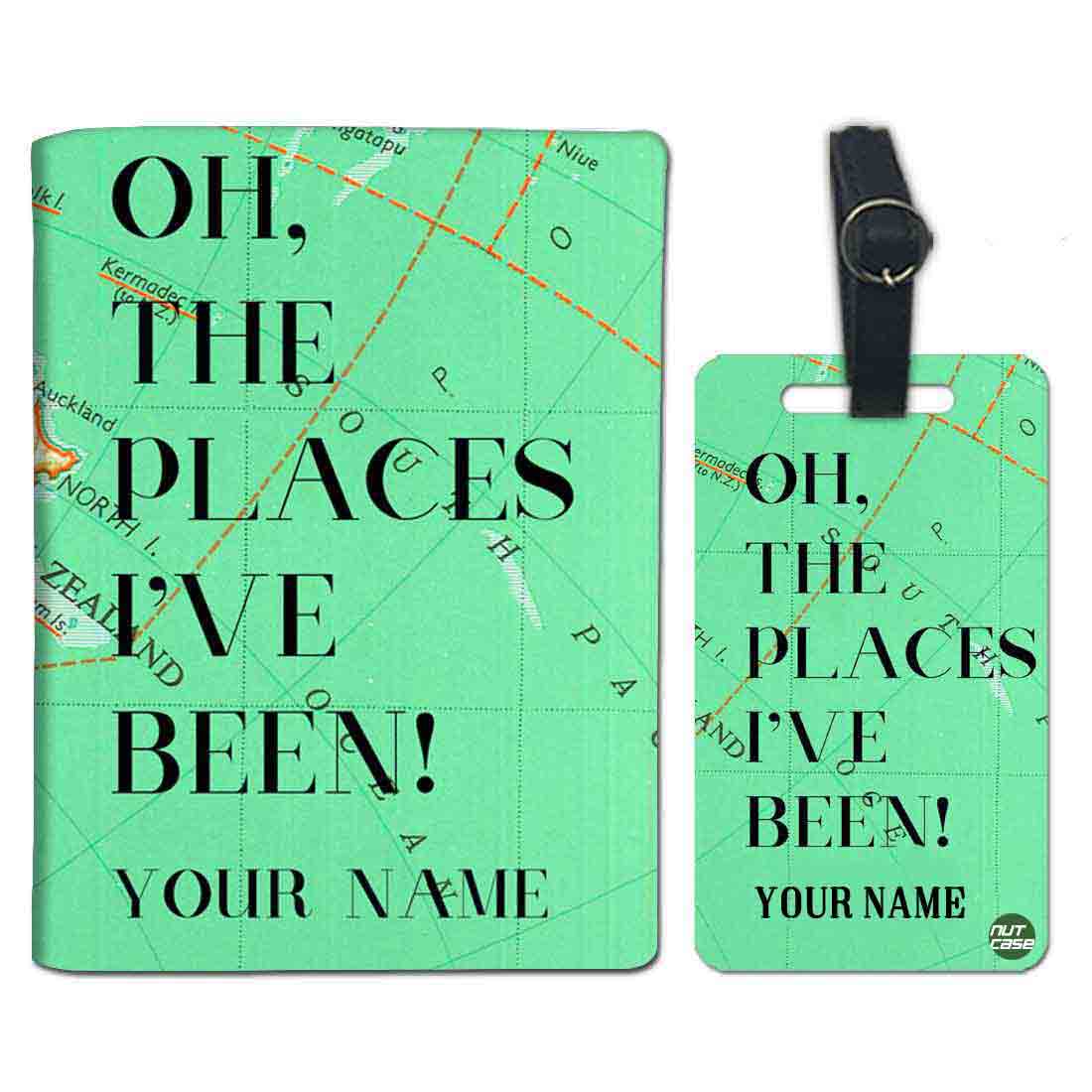Fancy Personalized Passport Cover -  Oh The Places I've Been Green