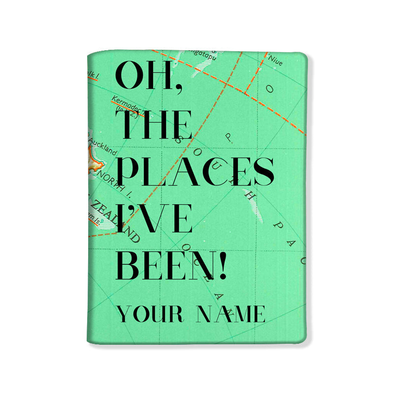 Customized Passport Cover Travel Luggage Tag - Oh The Places Green Nutcase