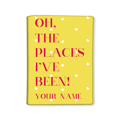 Personalised Passport Cover and Baggage Tag Combo - Oh The Places Yellow Nutcase