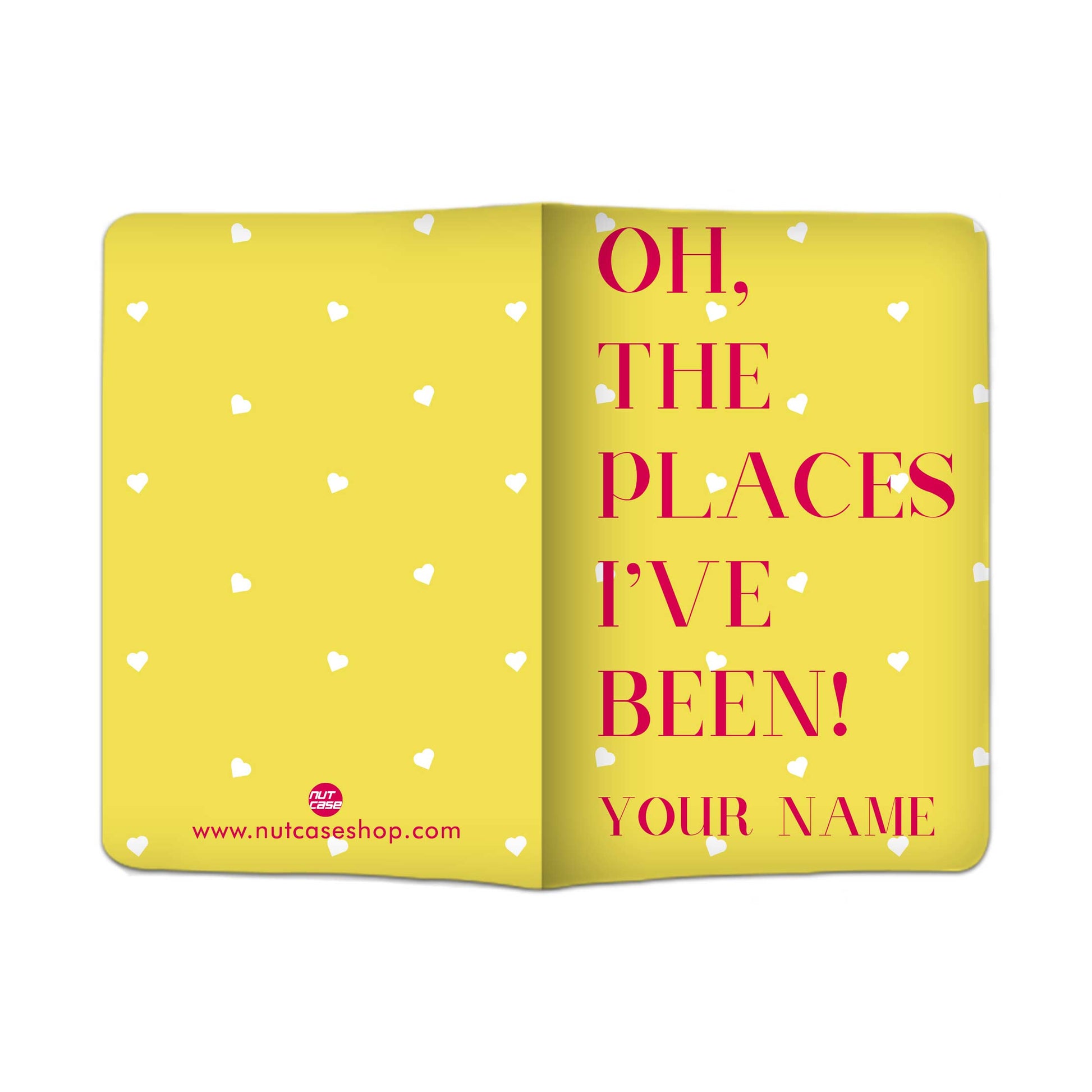 Personalised Passport Cover and Baggage Tag Combo - Oh The Places Yellow Nutcase