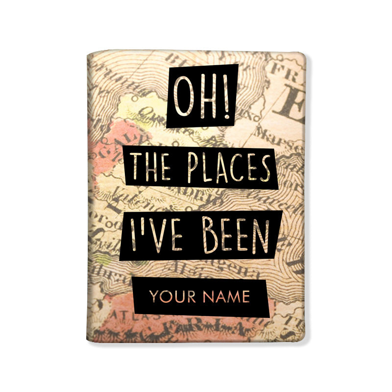 Personalized Passport Cover Suitcase Tag Set - Vintage Map Places Nutcase