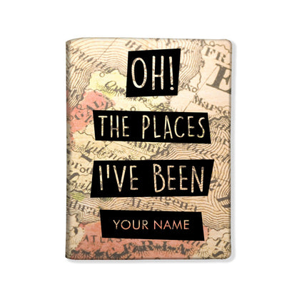 Personalized Passport Cover Suitcase Tag Set - Vintage Map Places Nutcase