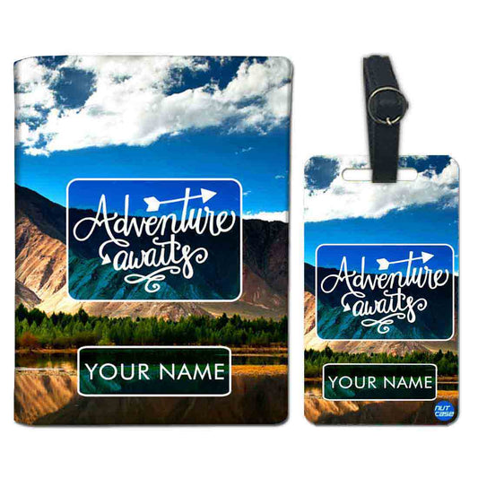 Customized Passport Cover and Luggage Tag Set - Adventure Awaits Nutcase