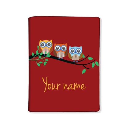 Personalised Passport Cover and Baggage Tag Combo - Small Owls Red Nutcase