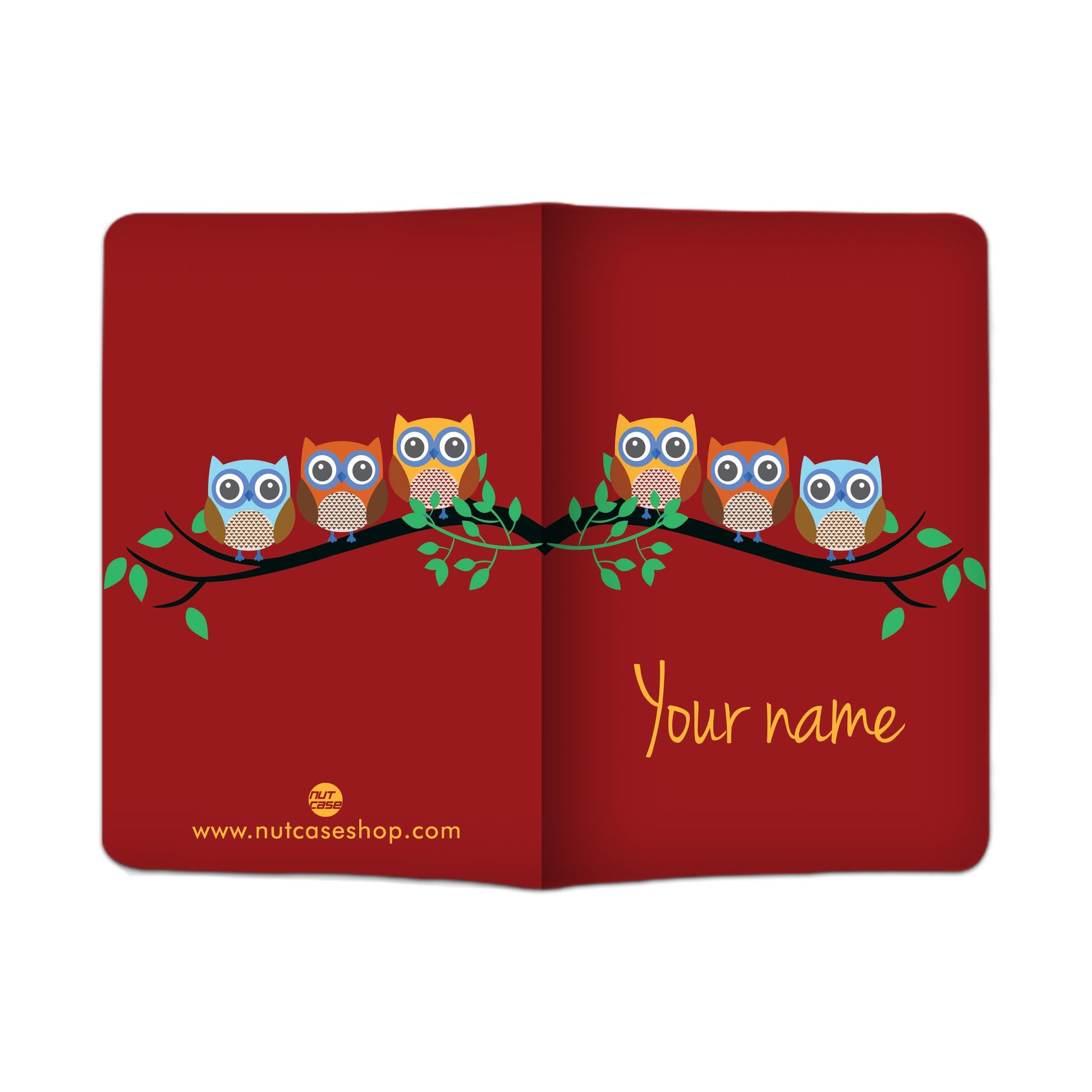 Personalised Passport Cover and Baggage Tag Combo - Small Owls Red Nutcase