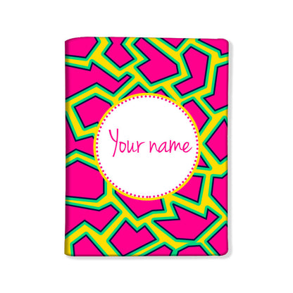 Customized Passport Cover Travel Luggage Tag - Pink and Yellow Line Pattern Nutcase