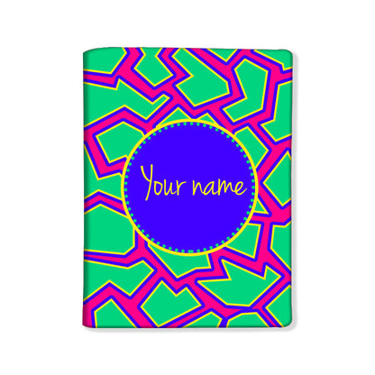 Personalised Passport Cover Travel Luggage Tag - Pink and Blue Line Pattern Nutcase