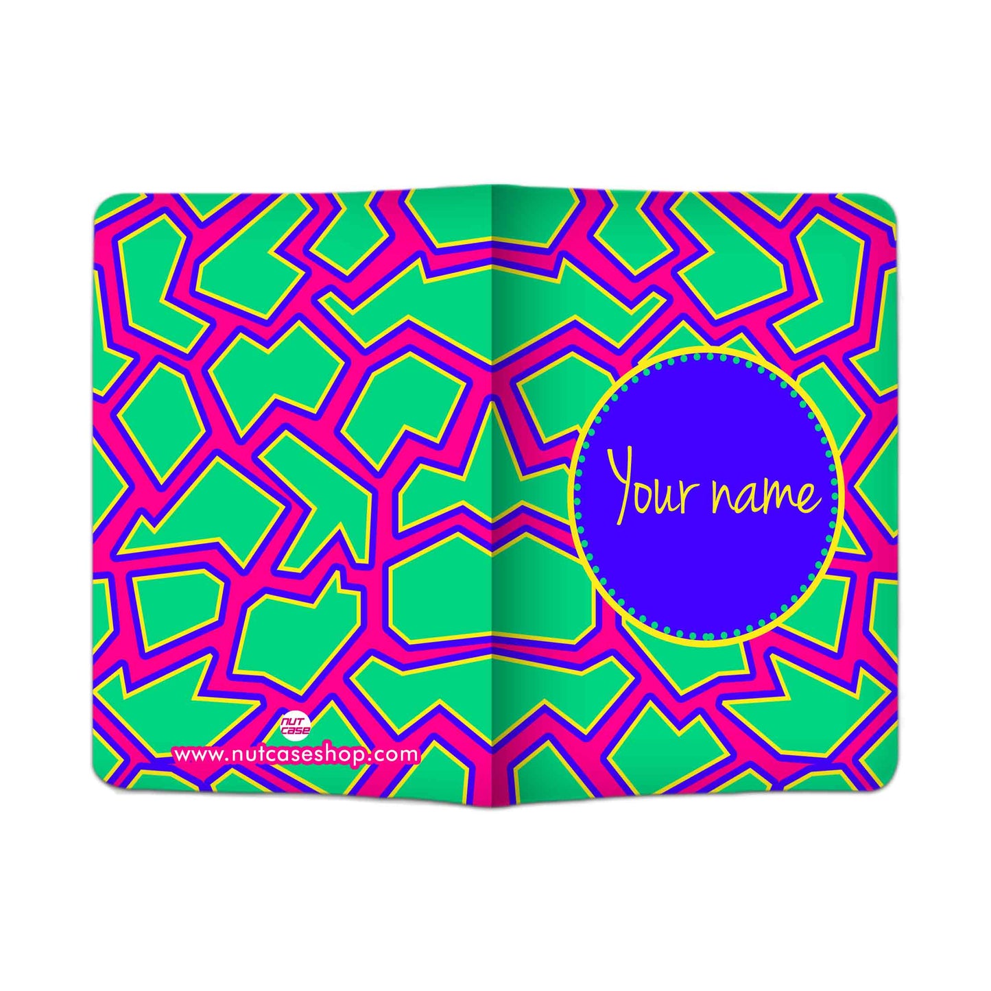 Personalised Passport Cover Travel Luggage Tag - Pink and Blue Line Pattern Nutcase