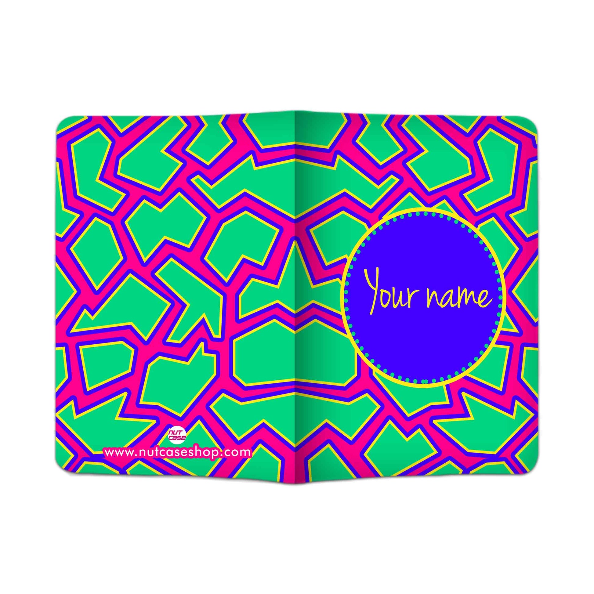 Personalised Passport Cover Travel Luggage Tag - Pink and Blue Line Pattern Nutcase