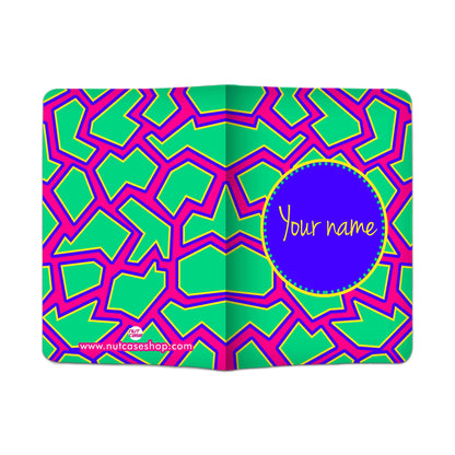 Personalised Passport Cover Travel Luggage Tag - Pink and Blue Line Pattern Nutcase