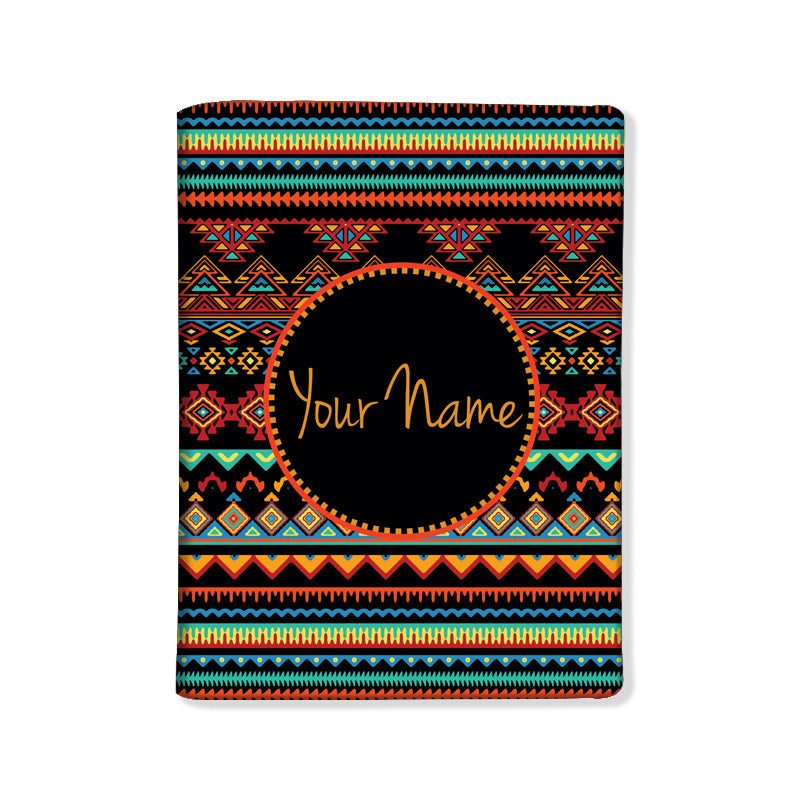 Personalized Passport Cover Baggage Tag Set - Vintage Aztec Pattern Nutcase