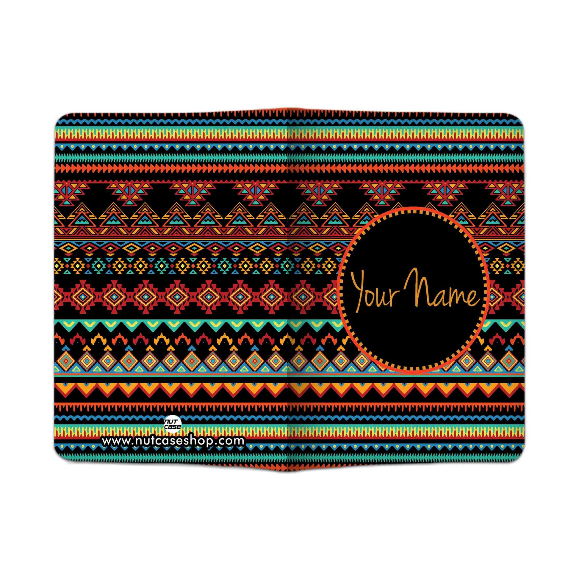 Personalized Passport Cover Baggage Tag Set - Vintage Aztec Pattern Nutcase