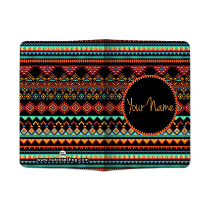 Personalized Passport Cover Baggage Tag Set - Vintage Aztec Pattern Nutcase