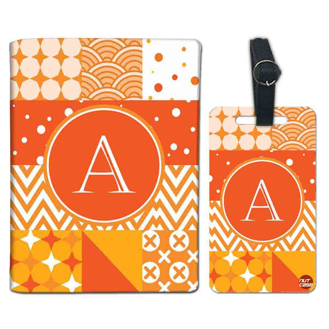 Personalized Passport Cover Travel Luggage Tag - Strips Pattern Orange Nutcase