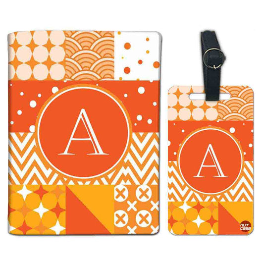 Personalized Passport Cover Travel Luggage Tag - Strips Pattern Orange Nutcase