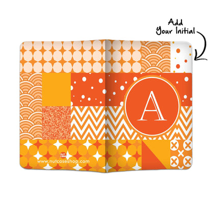 Personalized Passport Cover Travel Luggage Tag - Strips Pattern Orange Nutcase