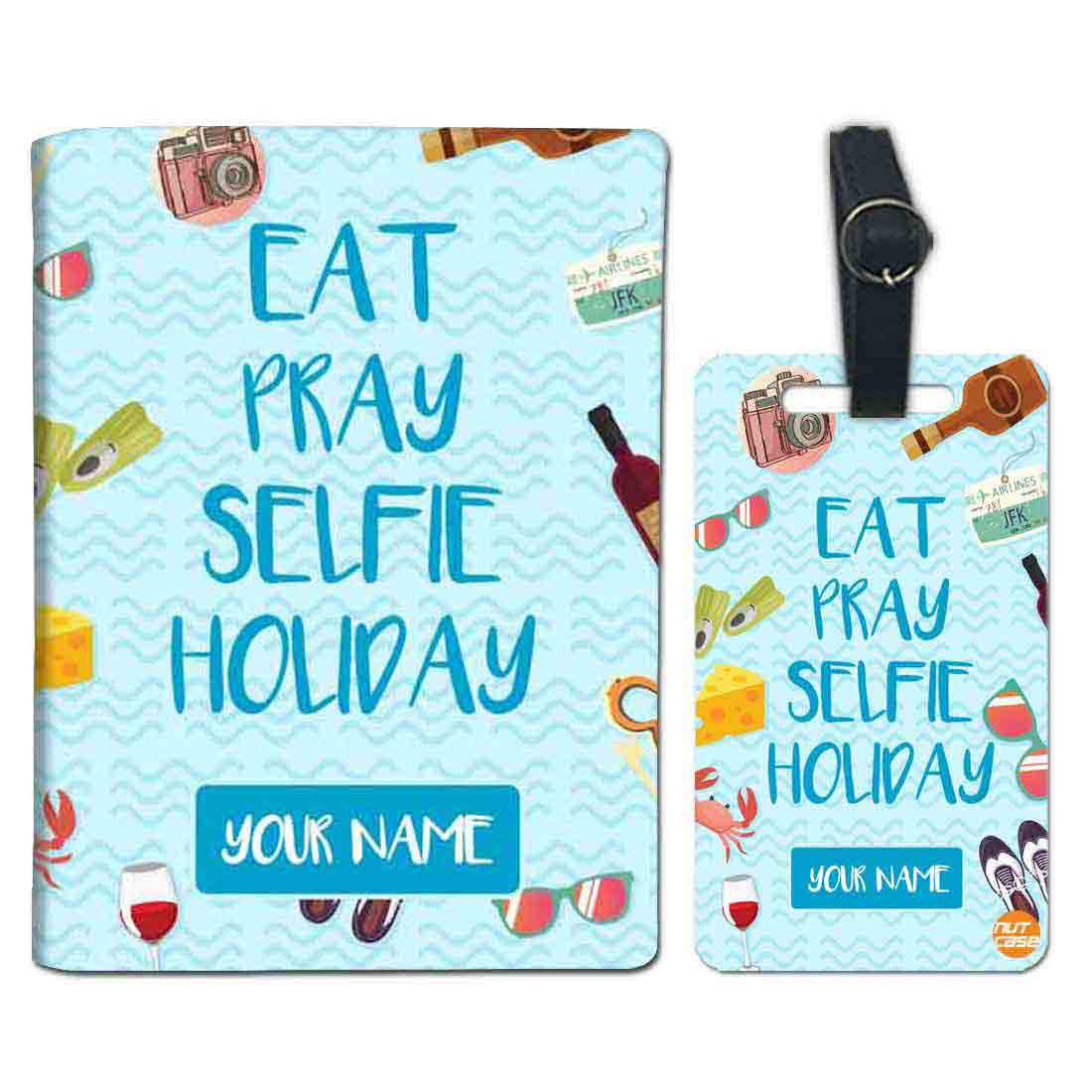 Personalized Fancy Passport Cover -  Eat Pray Selfie Holiday