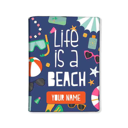 Customized Passport Cover Luggage Tag Set - Life is A Beach Blue Nutcase