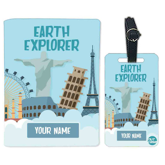 Personalized Passport Cover Travel Baggage Tag - Earth Explorer Nutcase