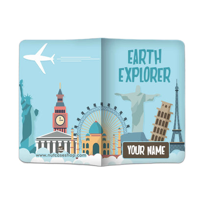 Personalized Passport Cover Travel Baggage Tag - Earth Explorer Nutcase